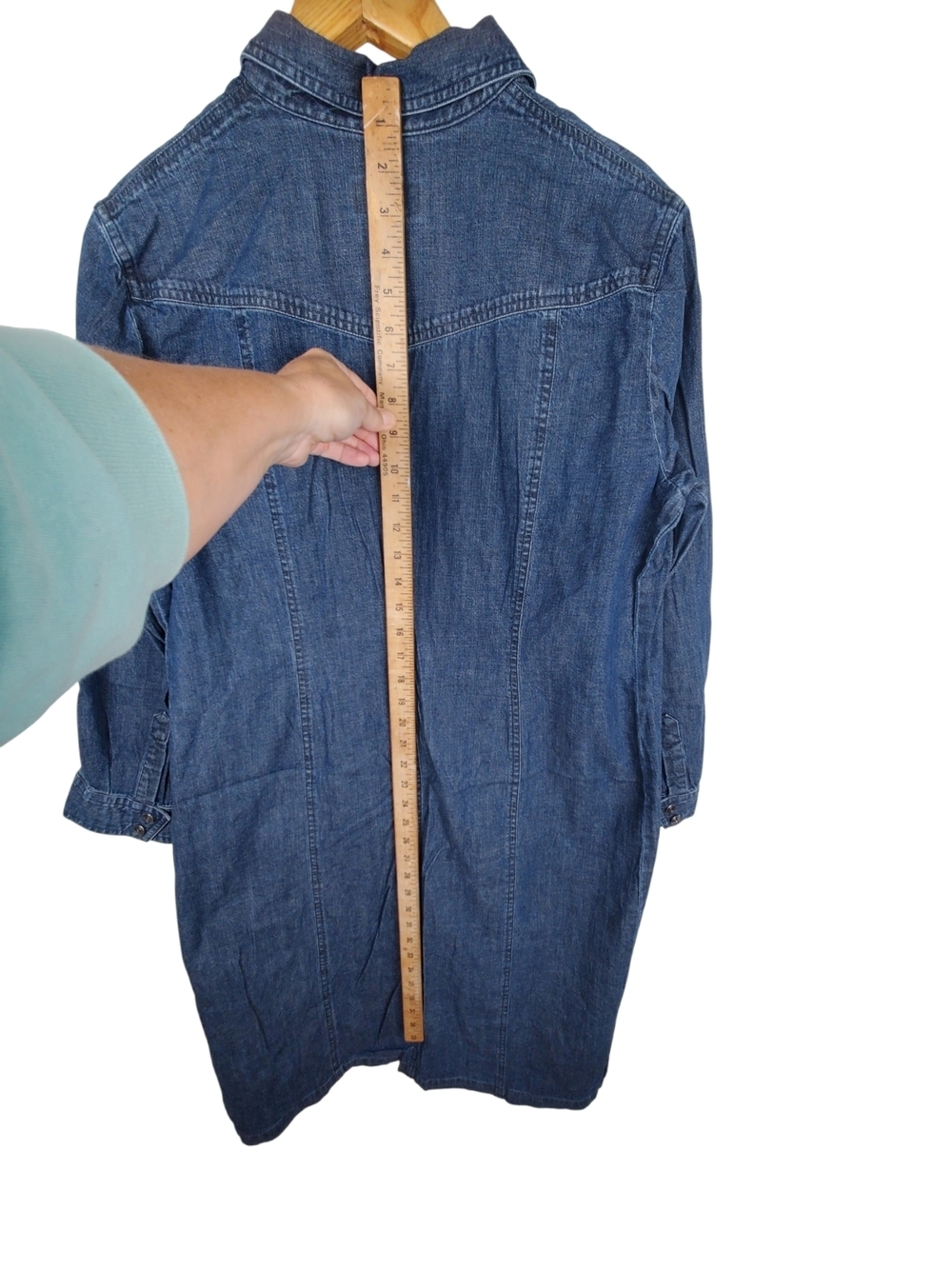 VTG Talbots Denim Shirt Midi Dress Size 16 PETITE – Long Sleeve Blue Jean. #258 - Picture 7 of 11